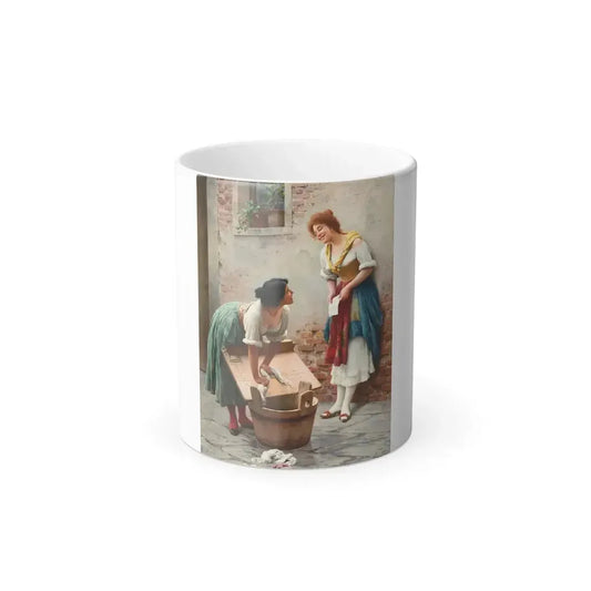 Eugene de Blaas (1843-1931) Sharing the news - 1904 - Color Changing Mug 11oz 11oz - Go Mug Yourself