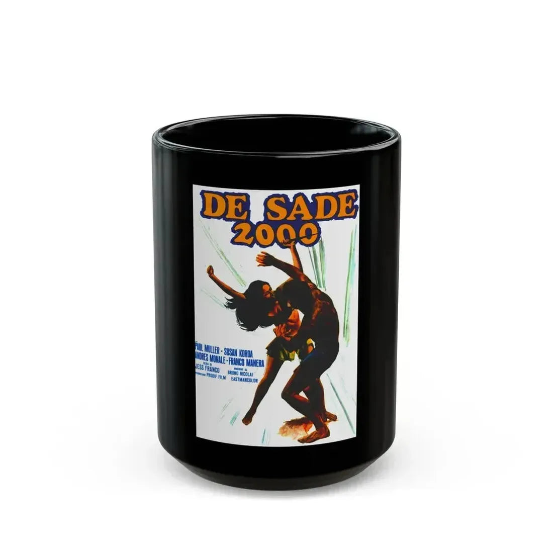EUGENIE DE SADE 1973 Movie Poster - Black Coffee Mug 15oz - Go Mug Yourself
