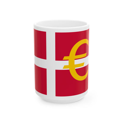 Euro et Danemark (Denmark) White Coffee Mug-15oz-Go Mug Yourself