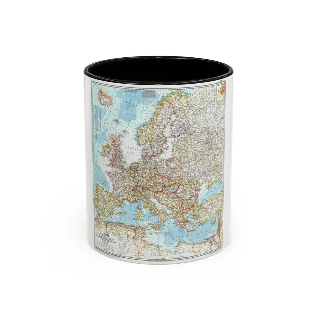 Europe (1957) (Map) Accent Coffee Mug 11oz Black - Go Mug Yourself