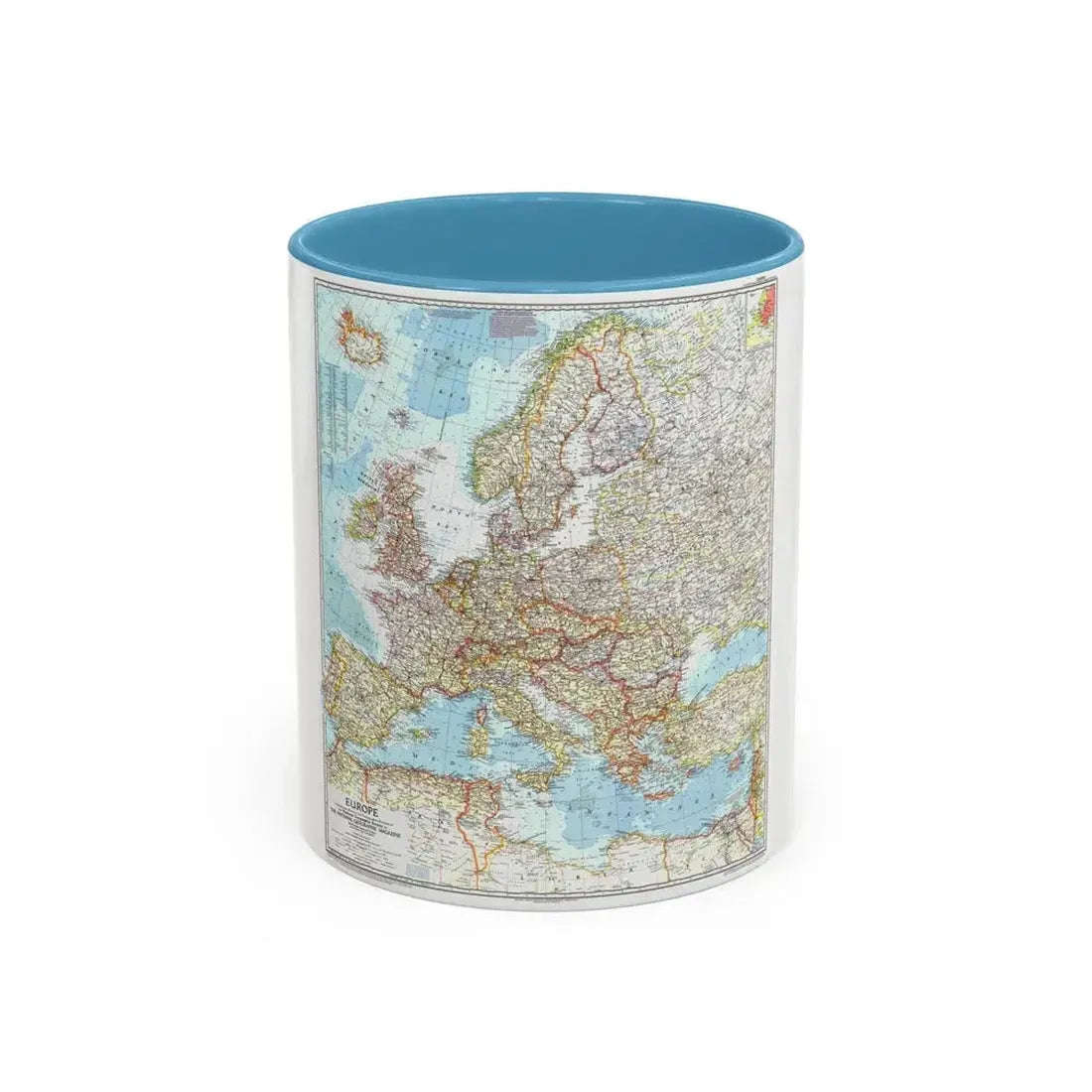 Europe (1957) (Map) Accent Coffee Mug 11oz Light Blue - Go Mug Yourself