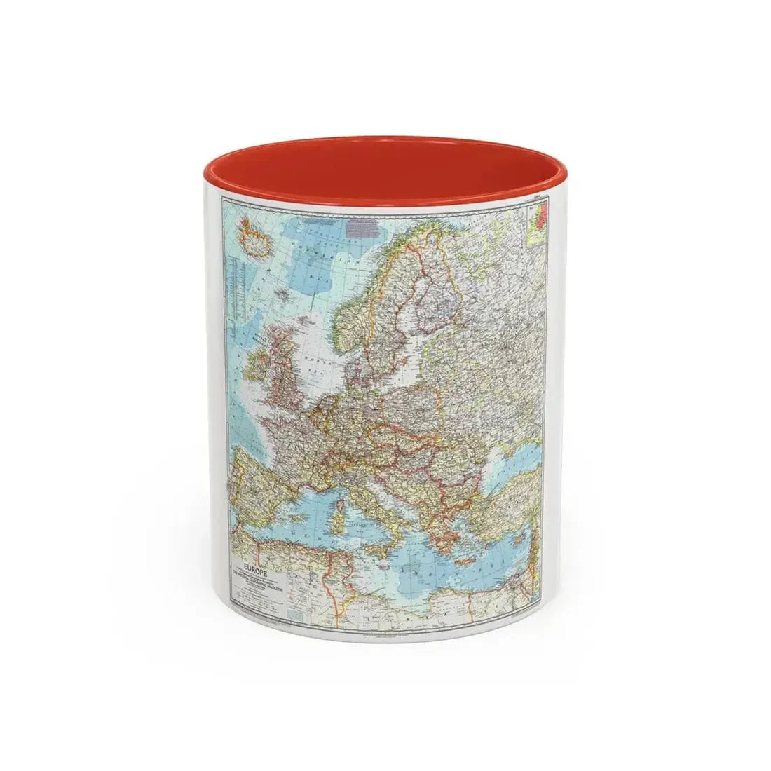 Europe (1957) (Map) Accent Coffee Mug 11oz Red - Go Mug Yourself
