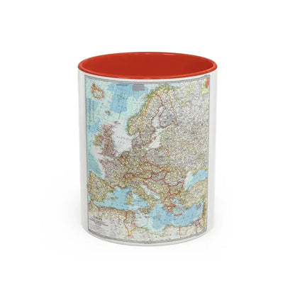 Europe (1957) (Map) Accent Coffee Mug 11oz Red - Go Mug Yourself