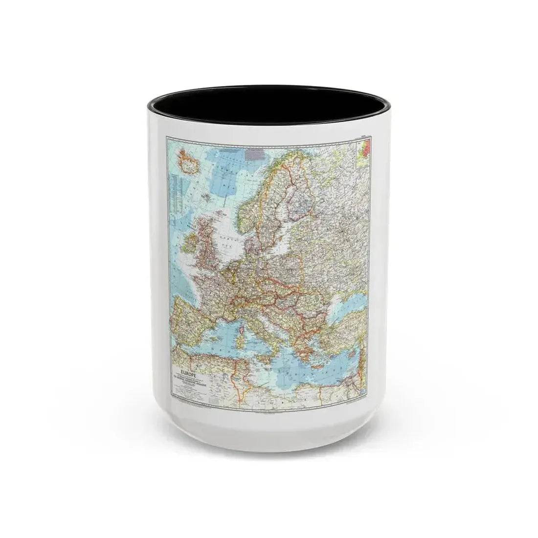 Europe (1957) (Map) Accent Coffee Mug 15oz Black - Go Mug Yourself