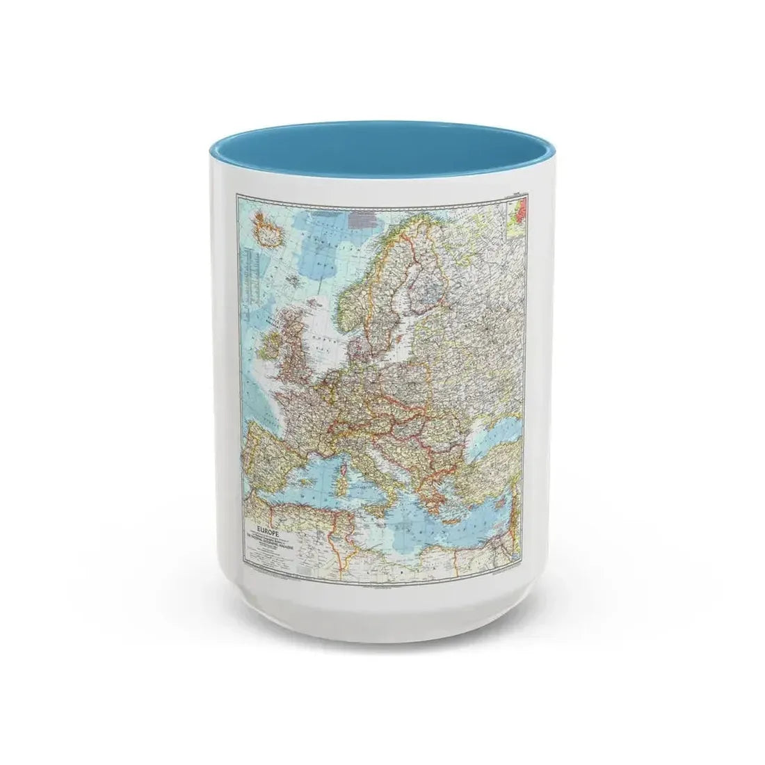 Europe (1957) (Map) Accent Coffee Mug 15oz Light Blue - Go Mug Yourself