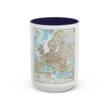 Europe (1957) (Map) Accent Coffee Mug 15oz Navy - Go Mug Yourself