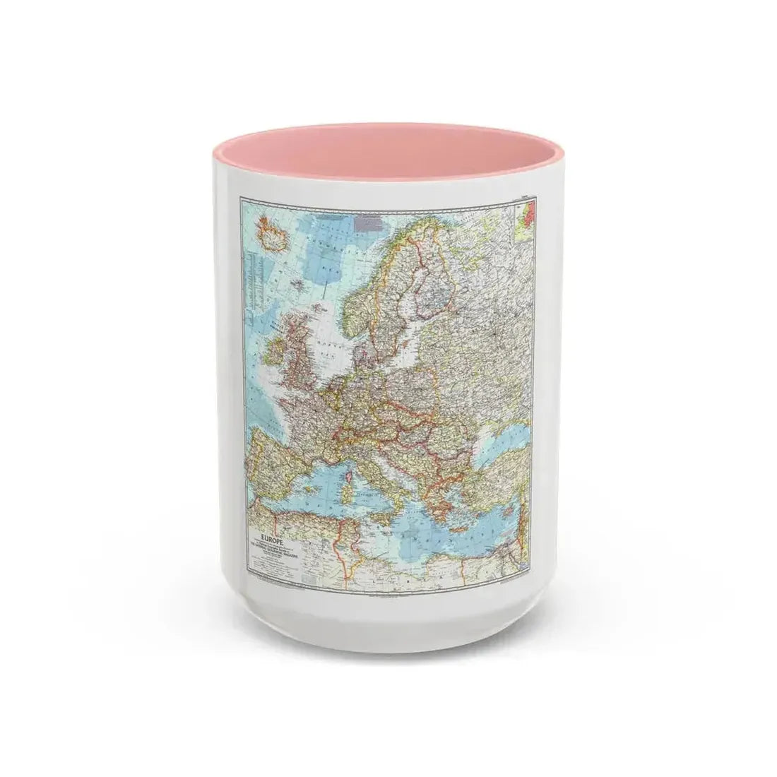 Europe (1957) (Map) Accent Coffee Mug 15oz Pink - Go Mug Yourself