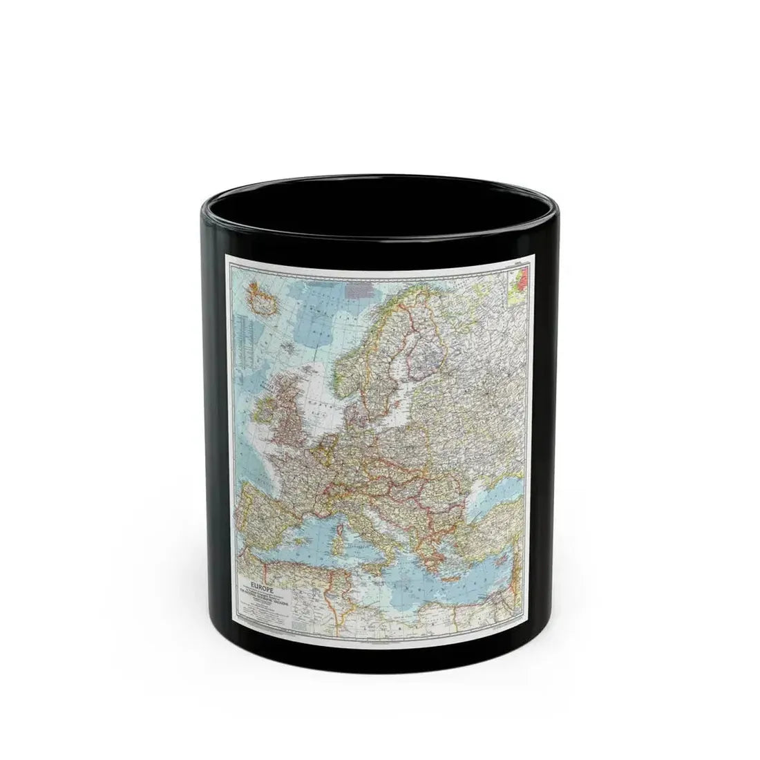 Europe (1957) (Map) Black Coffee Mug 11oz - Go Mug Yourself