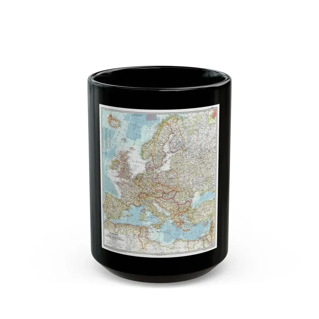 Europe (1957) (Map) Black Coffee Mug 15oz - Go Mug Yourself