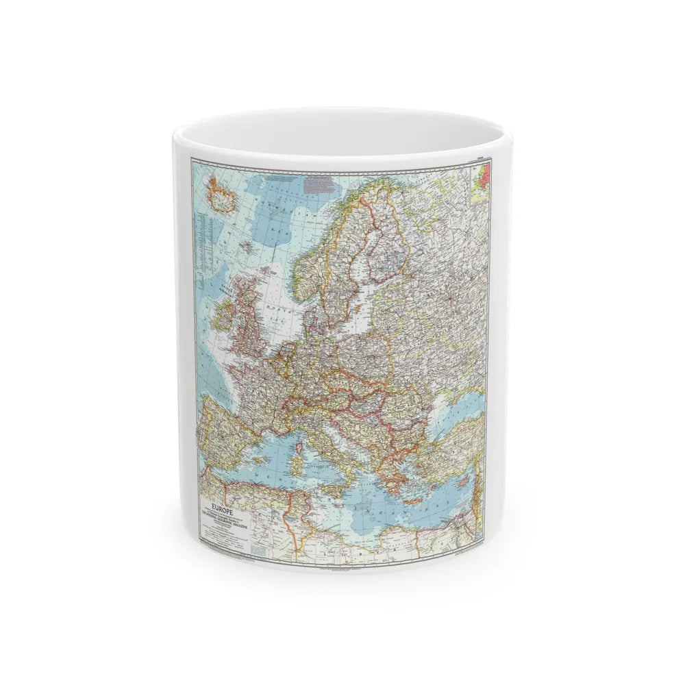 Europe (1957) (Map) White Coffee Mug-11oz-Go Mug Yourself