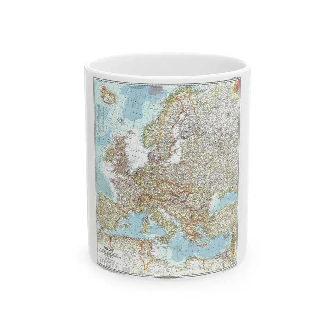 Europe (1957) (Map) White Coffee Mug 11oz - Go Mug Yourself