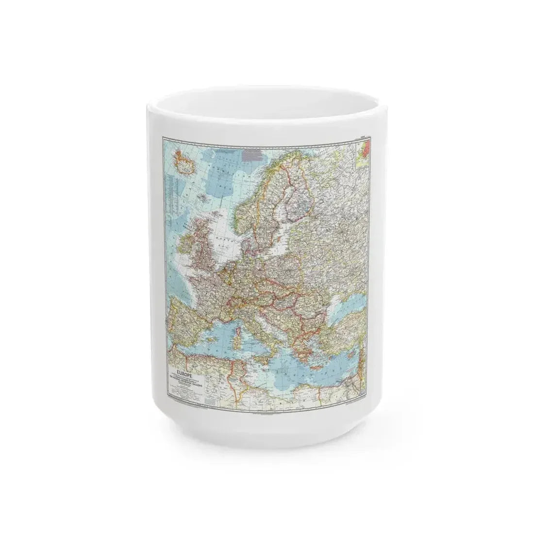 Europe (1957) (Map) White Coffee Mug 15oz - Go Mug Yourself