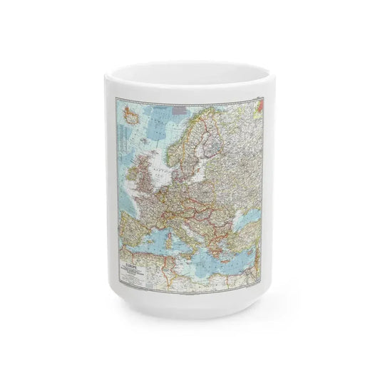 Europe (1957) (Map) White Coffee Mug 15oz - Go Mug Yourself