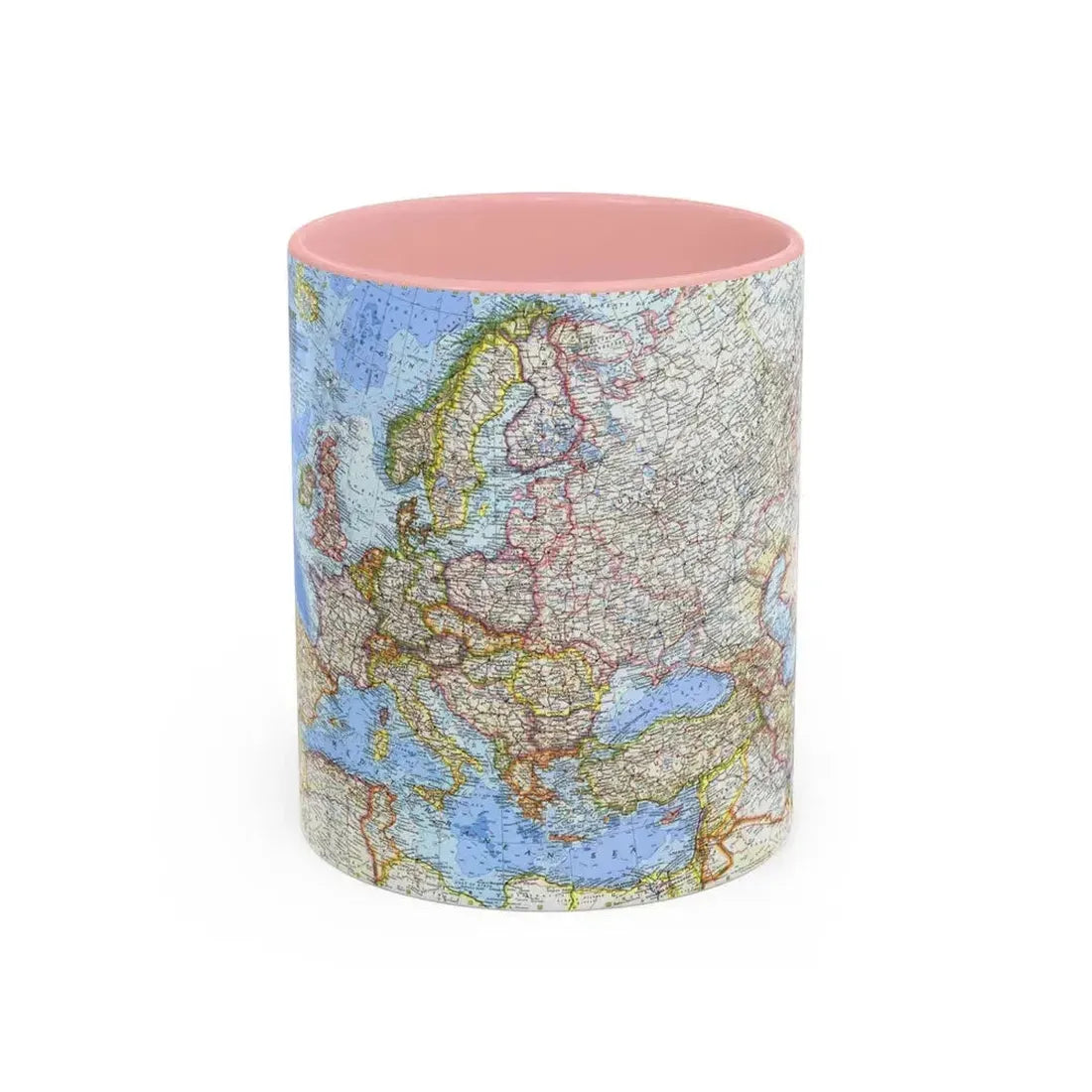 Europe (1962) (Map) Accent Coffee Mug 11oz Pink - Go Mug Yourself