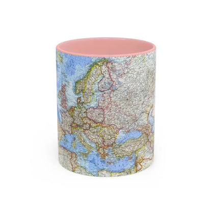 Europe (1962) (Map) Accent Coffee Mug 11oz Pink - Go Mug Yourself