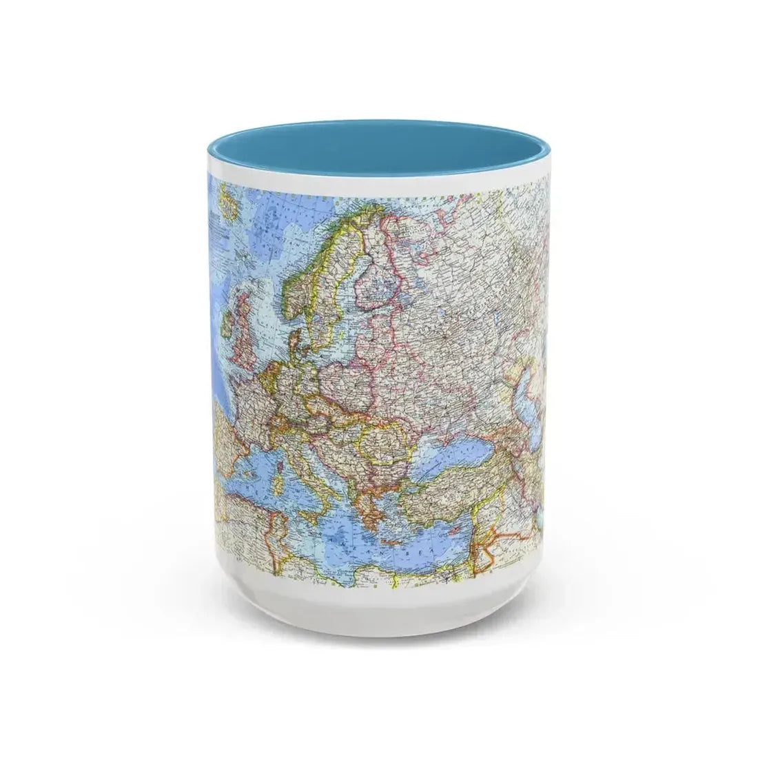 Europe (1962) (Map) Accent Coffee Mug 15oz Light Blue - Go Mug Yourself