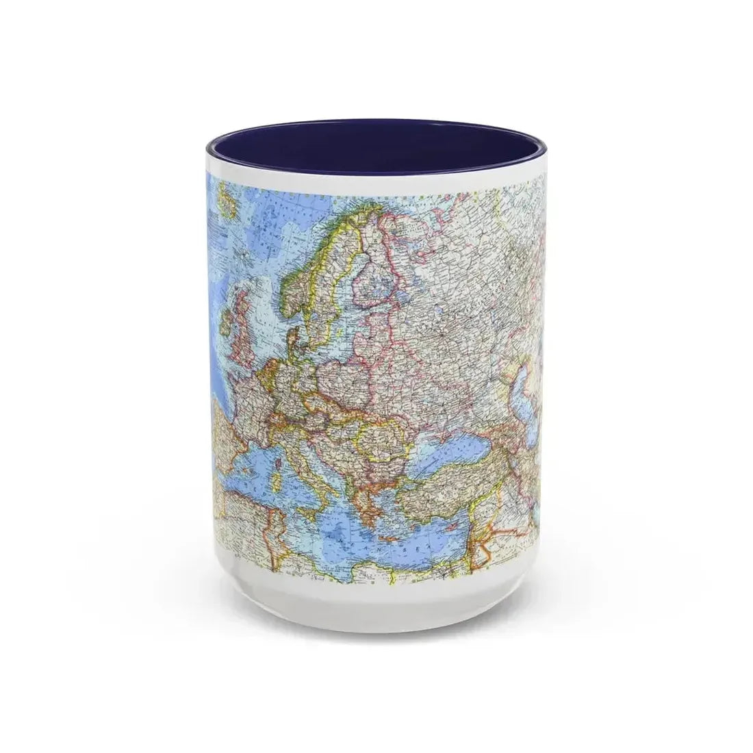 Europe (1962) (Map) Accent Coffee Mug 15oz Navy - Go Mug Yourself