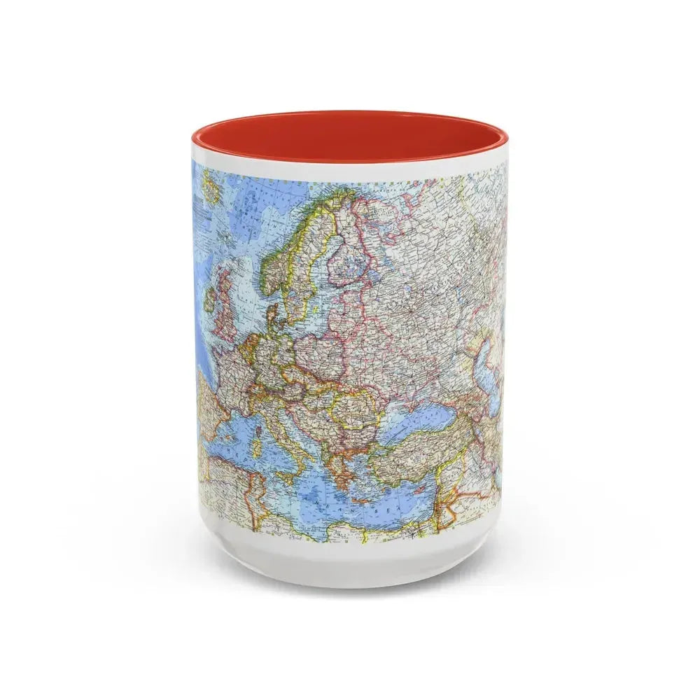 Europe (1962) (Map) Accent Coffee Mug 15oz Red - Go Mug Yourself