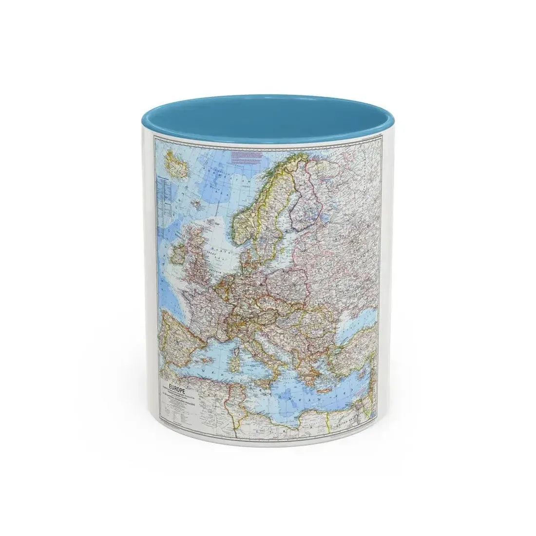 Europe (1969) (Map) Accent Coffee Mug 11oz Light Blue - Go Mug Yourself