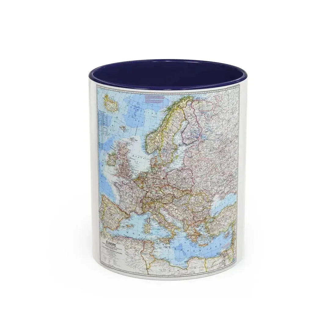 Europe (1969) (Map) Accent Coffee Mug 11oz Navy - Go Mug Yourself