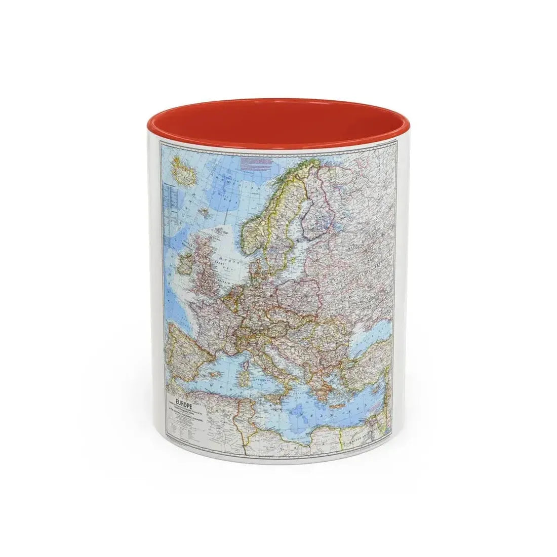 Europe (1969) (Map) Accent Coffee Mug 11oz Red - Go Mug Yourself