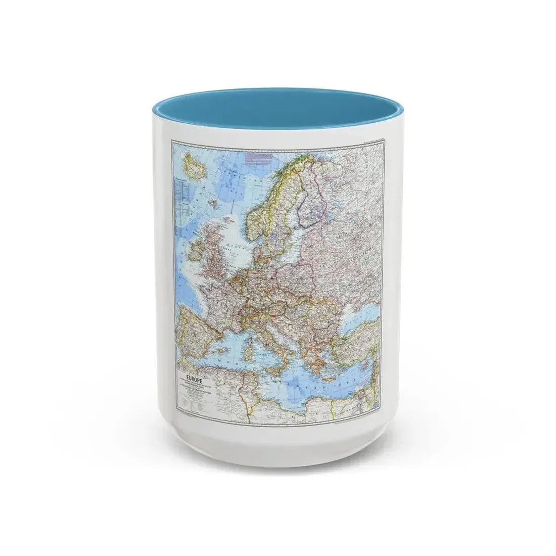 Europe (1969) (Map) Accent Coffee Mug 15oz Light Blue - Go Mug Yourself