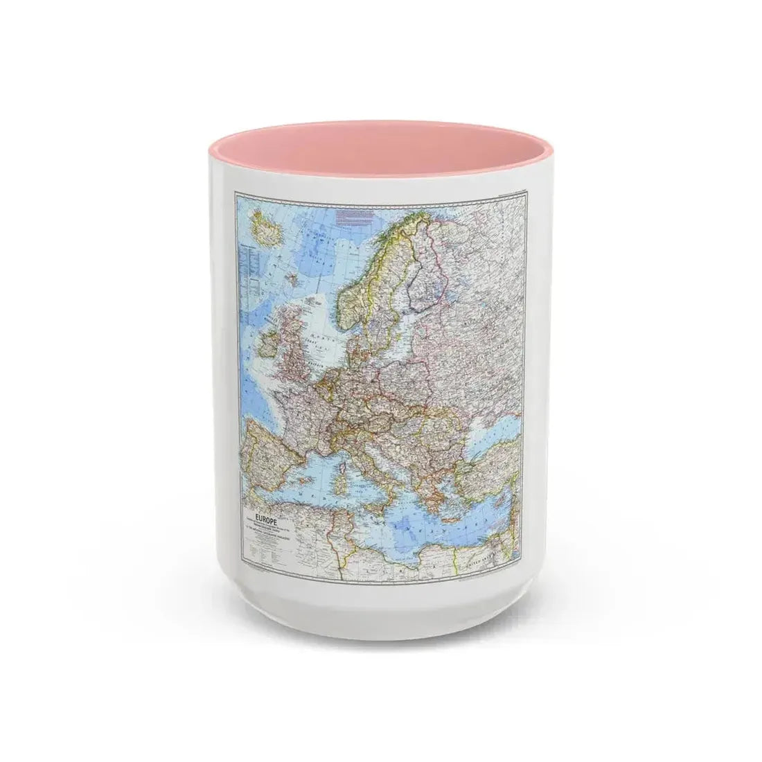 Europe (1969) (Map) Accent Coffee Mug 15oz Pink - Go Mug Yourself