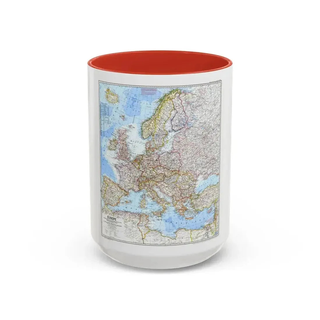 Europe (1969) (Map) Accent Coffee Mug 15oz Red - Go Mug Yourself