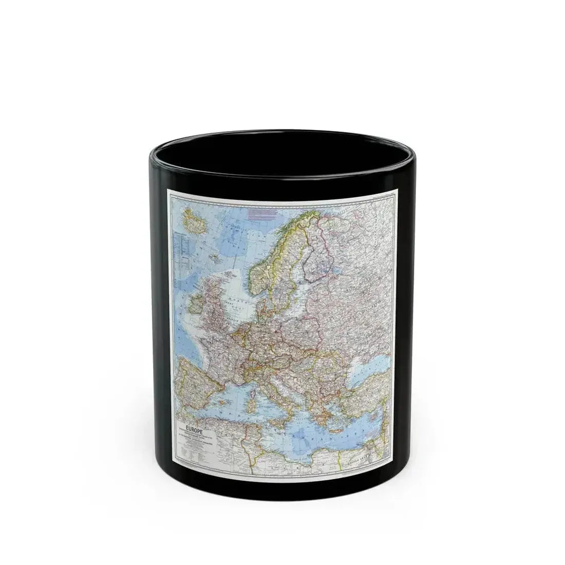 Europe (1969) (Map) Black Coffee Mug 11oz - Go Mug Yourself