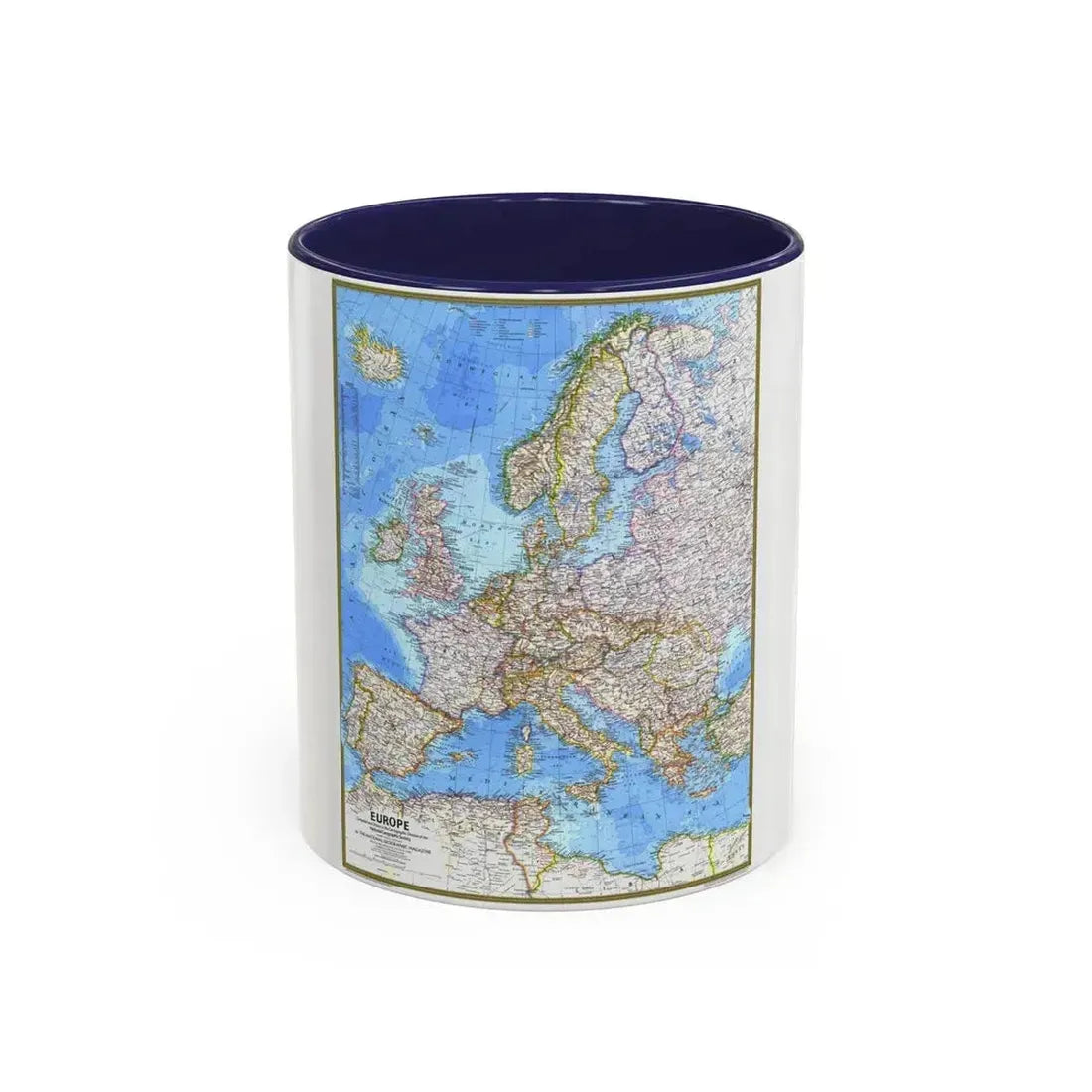 Europe (1977) (Map) Accent Coffee Mug 11oz Navy - Go Mug Yourself