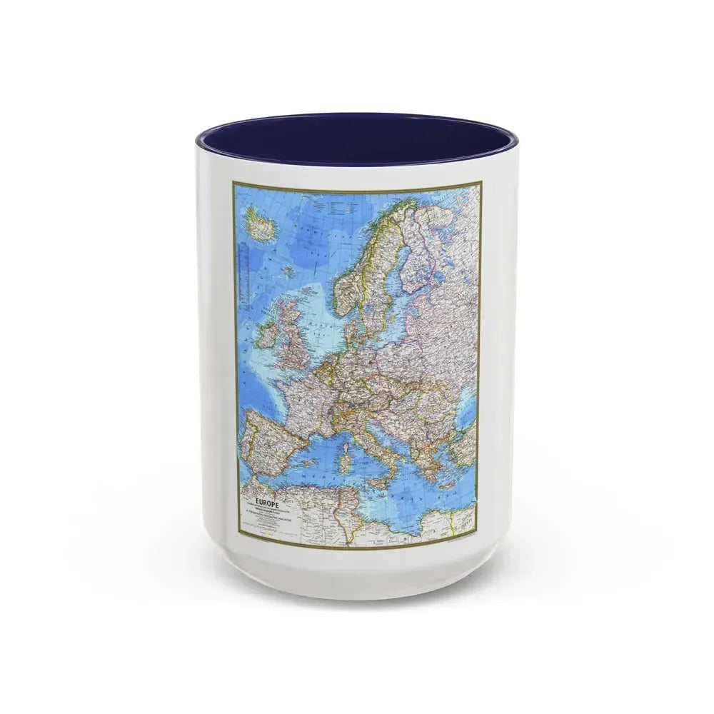Europe (1977) (Map) Accent Coffee Mug 15oz Navy - Go Mug Yourself