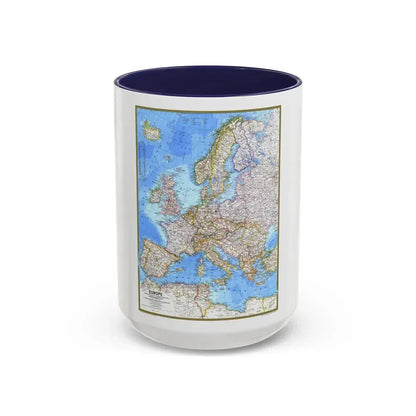 Europe (1977) (Map) Accent Coffee Mug 15oz Navy - Go Mug Yourself