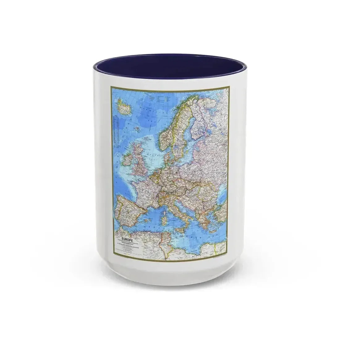 Europe (1977) (Map) Accent Coffee Mug 15oz Navy - Go Mug Yourself