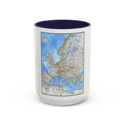 Europe (1977) (Map) Accent Coffee Mug 15oz Navy - Go Mug Yourself