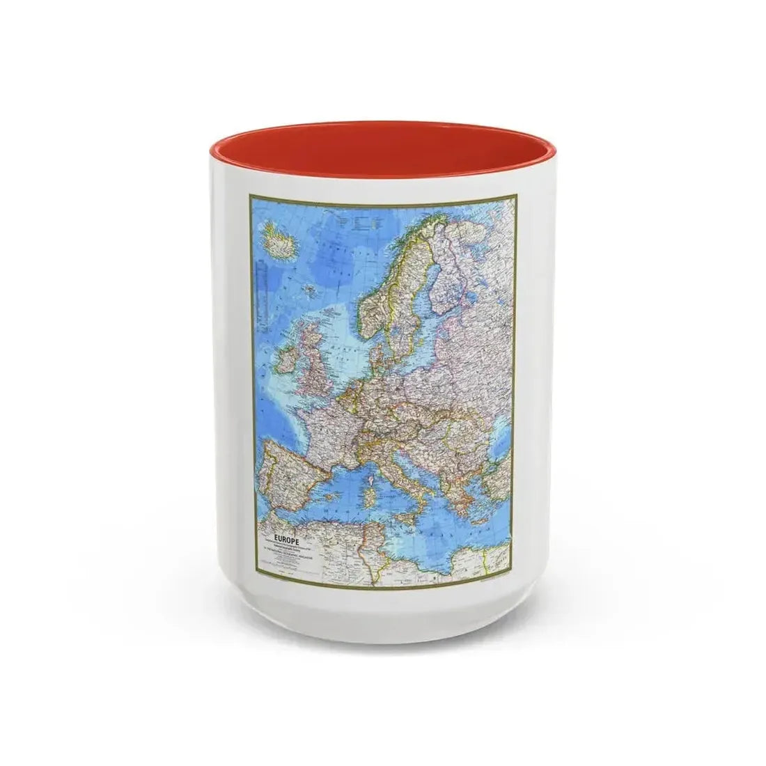 Europe (1977) (Map) Accent Coffee Mug 15oz Red - Go Mug Yourself