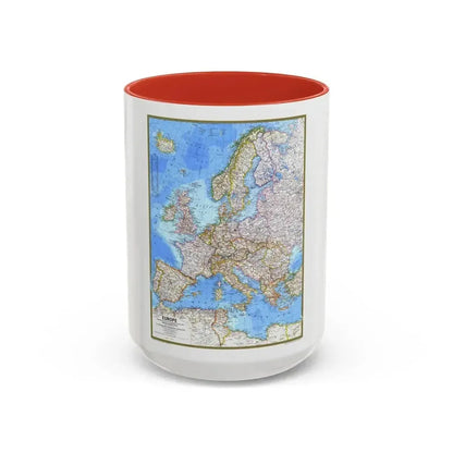 Europe (1977) (Map) Accent Coffee Mug 15oz Red - Go Mug Yourself