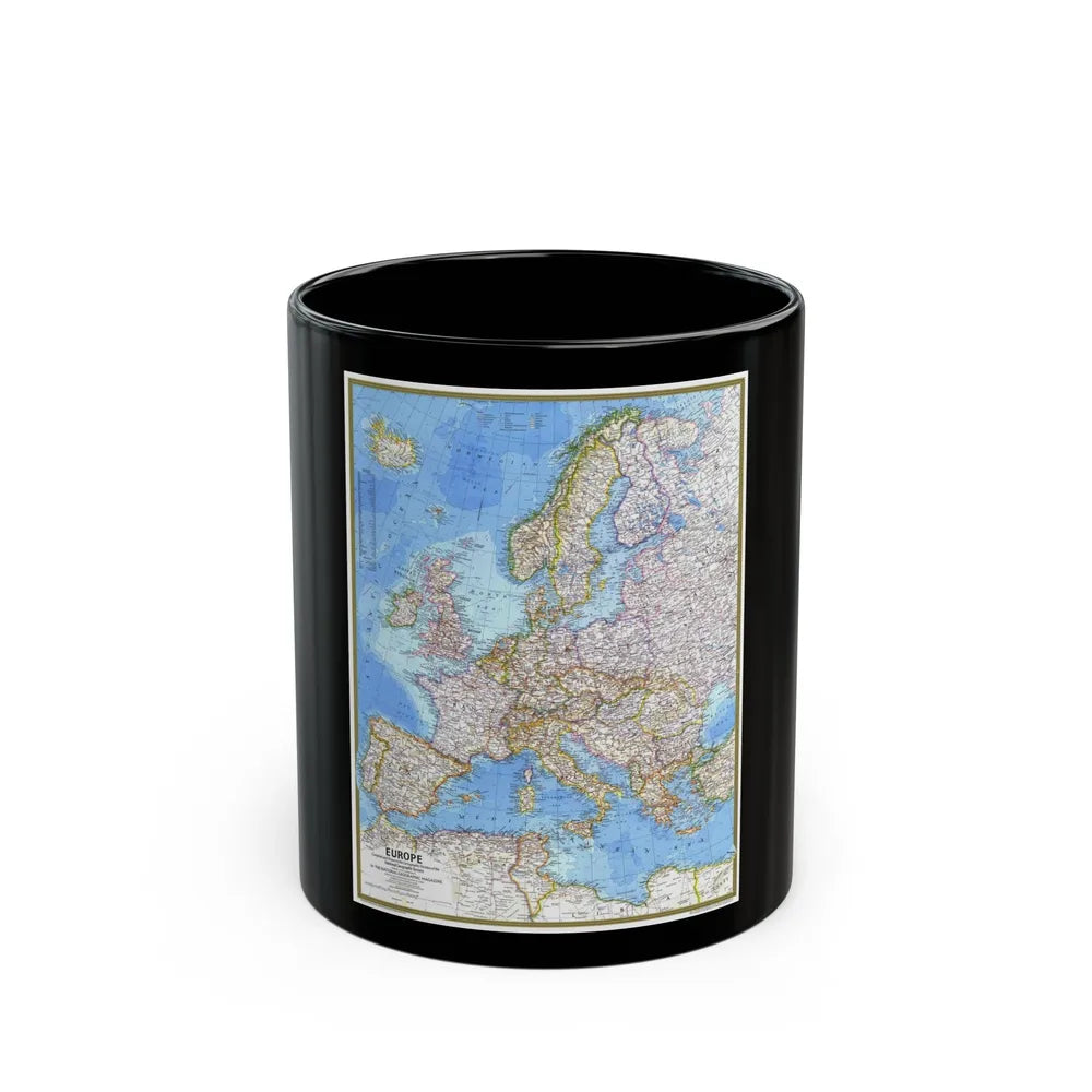 Europe (1977) (Map) Black Coffee Mug-11oz-Go Mug Yourself