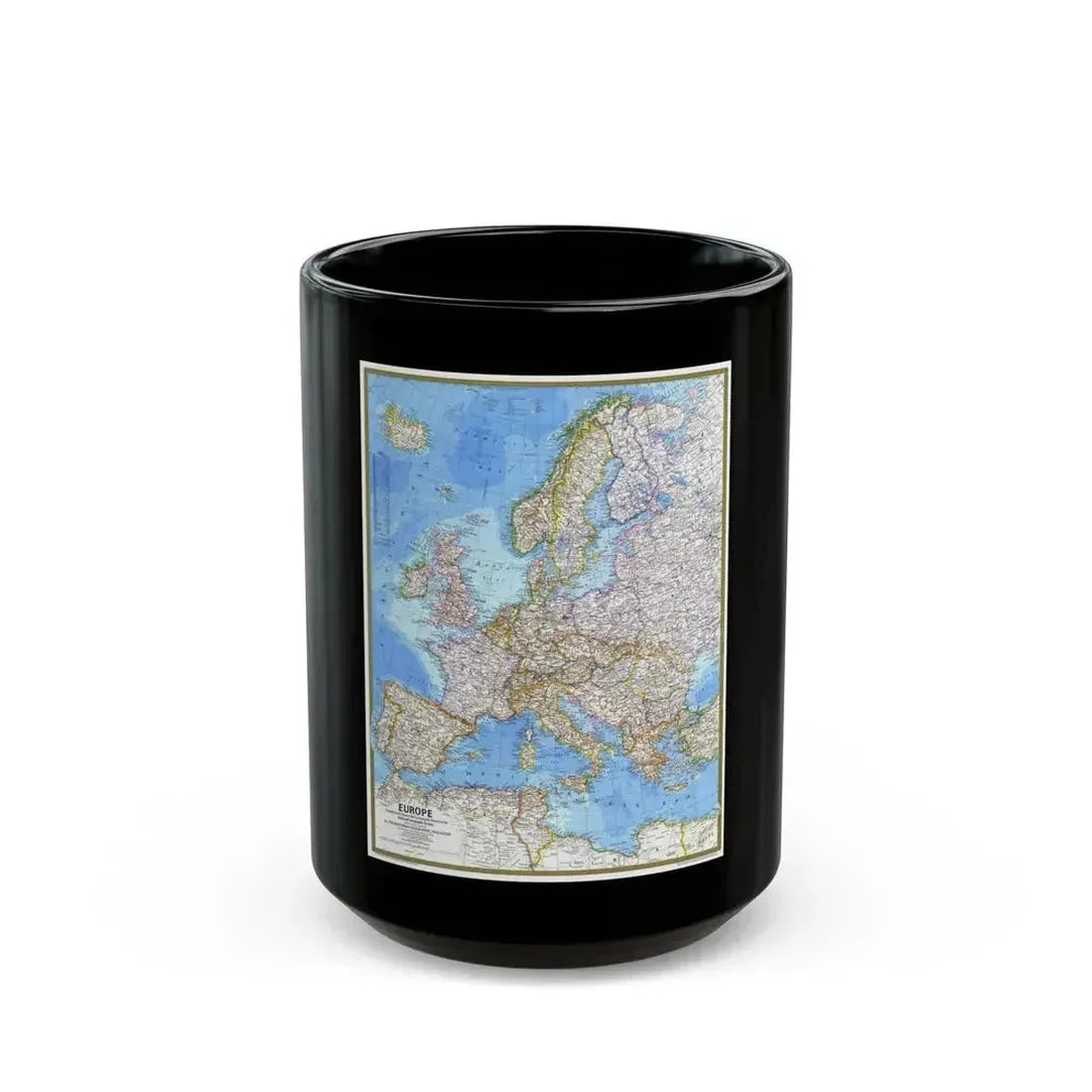 Europe (1977) (Map) Black Coffee Mug 15oz - Go Mug Yourself