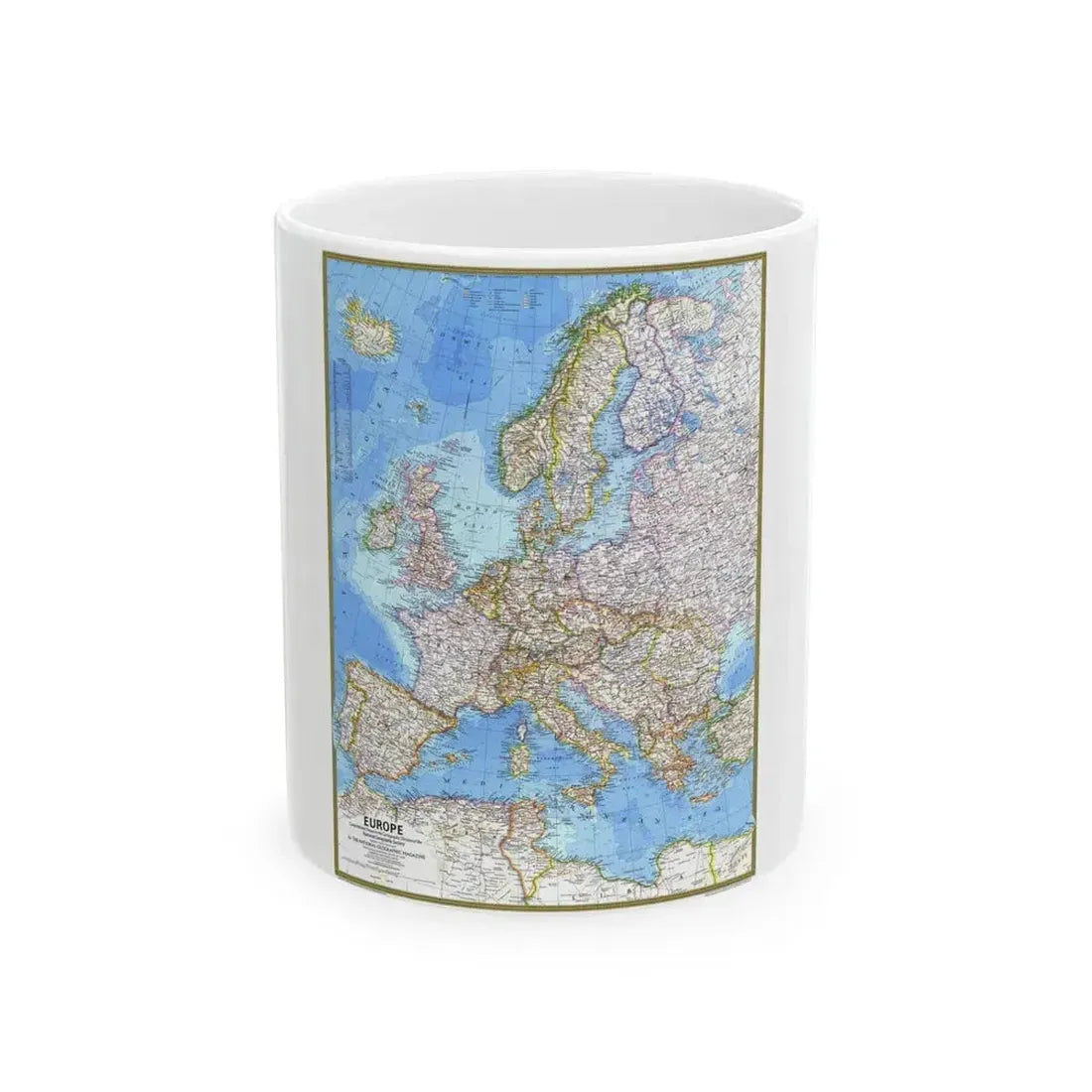 Europe (1977) (Map) White Coffee Mug 11oz - Go Mug Yourself