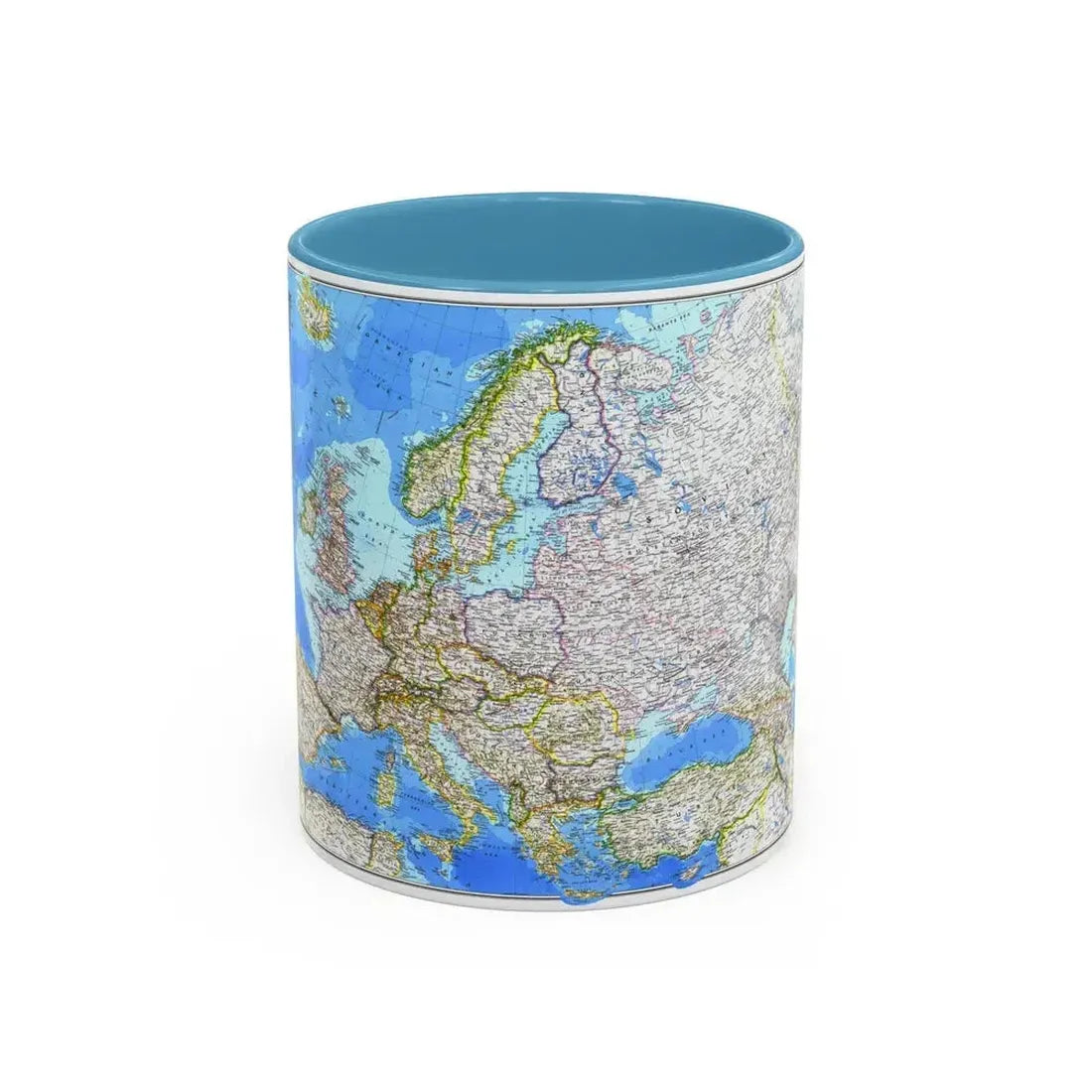 Europe (1983) (Map) Accent Coffee Mug 11oz Light Blue - Go Mug Yourself