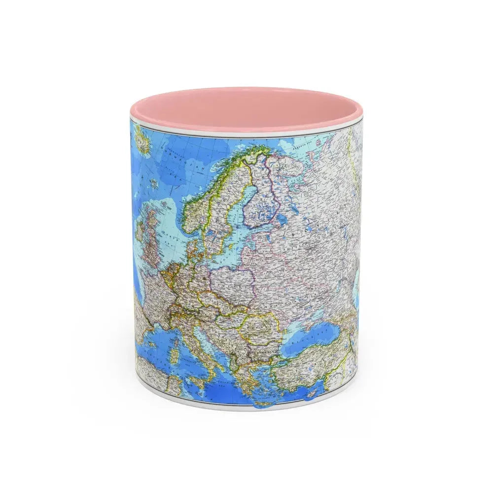 Europe (1983) (Map) Accent Coffee Mug 11oz Pink - Go Mug Yourself