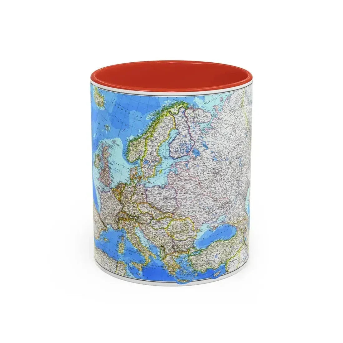 Europe (1983) (Map) Accent Coffee Mug 11oz Red - Go Mug Yourself