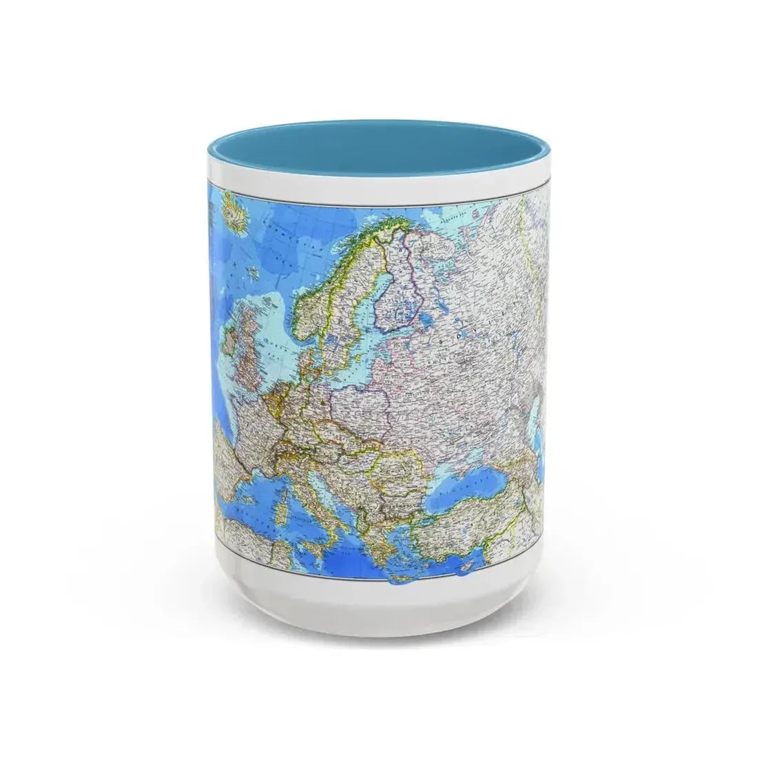 Europe (1983) (Map) Accent Coffee Mug 15oz Light Blue - Go Mug Yourself