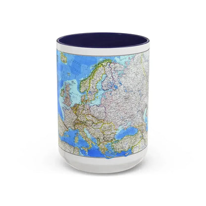 Europe (1983) (Map) Accent Coffee Mug 15oz Navy - Go Mug Yourself