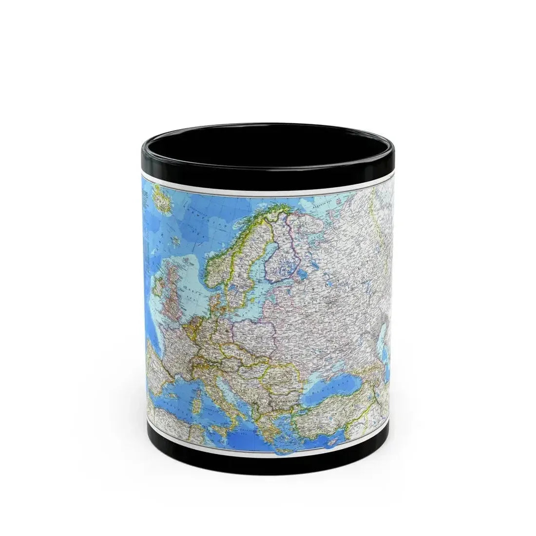 Europe (1983) (Map) Black Coffee Mug 11oz - Go Mug Yourself