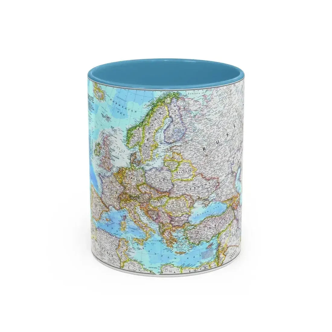 Europe (1992) (Map) Accent Coffee Mug 11oz Light Blue - Go Mug Yourself