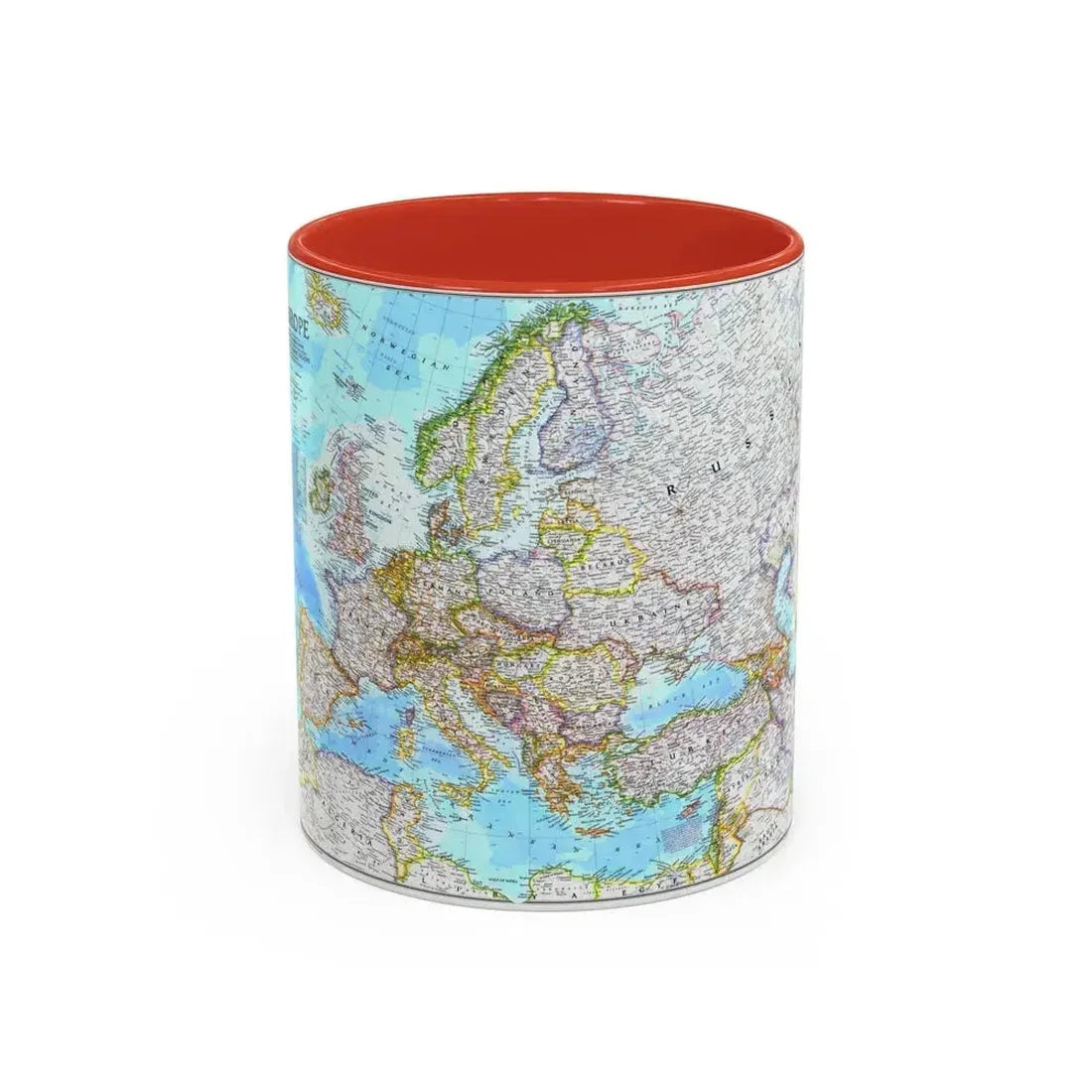 Europe (1992) (Map) Accent Coffee Mug 11oz Red - Go Mug Yourself