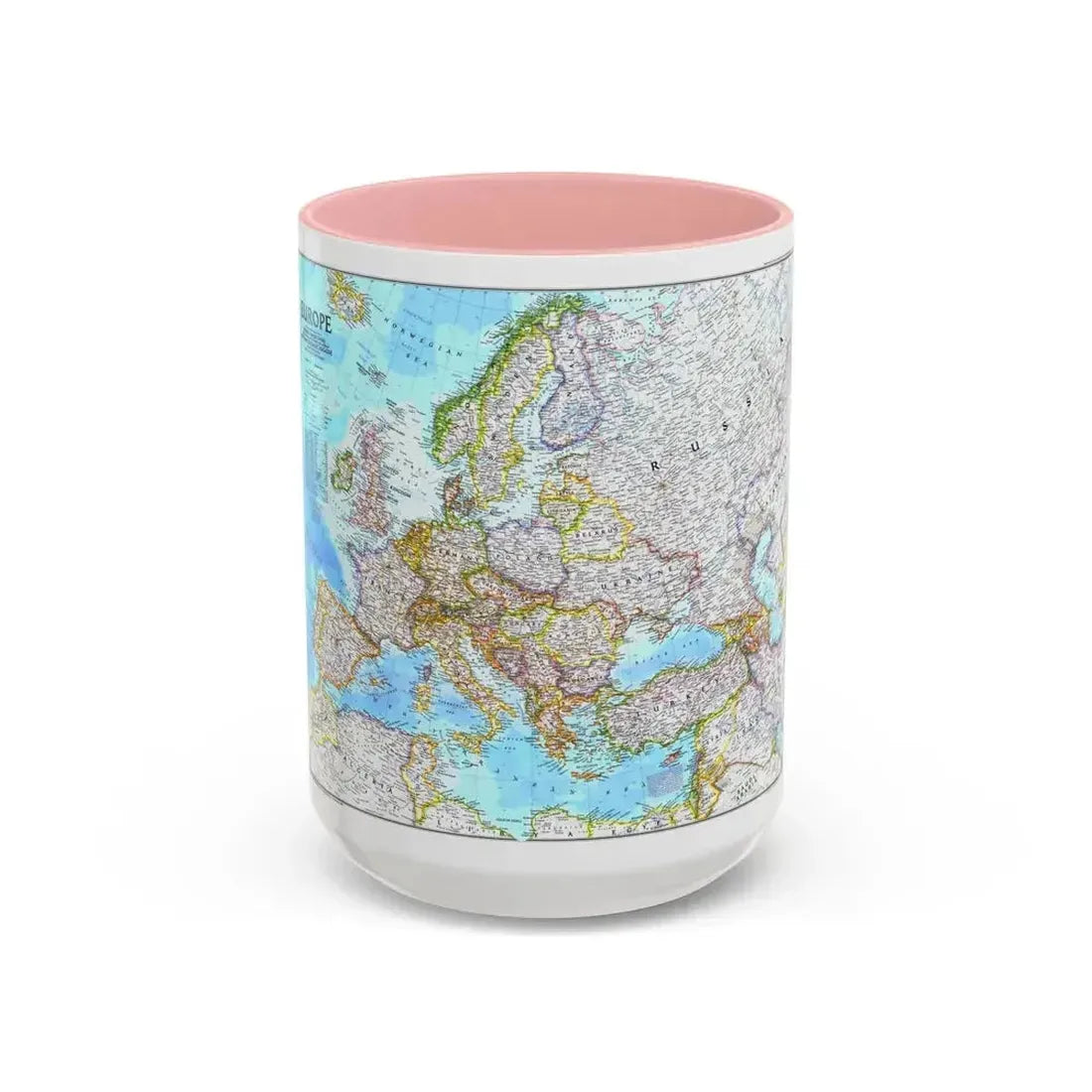 Europe (1992) (Map) Accent Coffee Mug 15oz Pink - Go Mug Yourself
