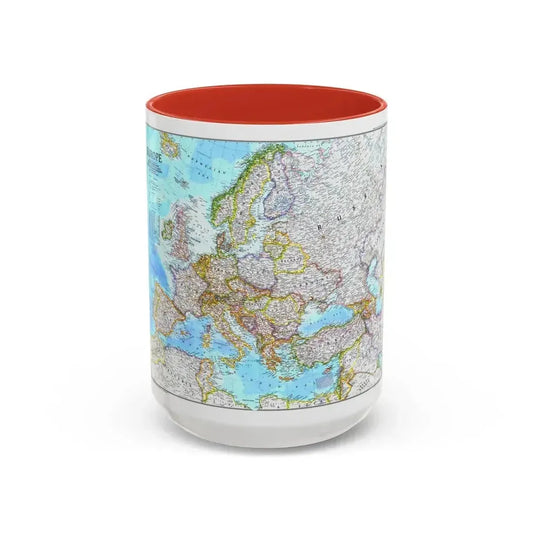 Europe (1992) (Map) Accent Coffee Mug 15oz Red - Go Mug Yourself