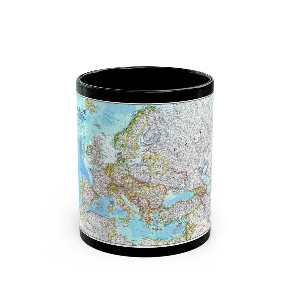 Europe (1992) (Map) Black Coffee Mug 11oz - Go Mug Yourself